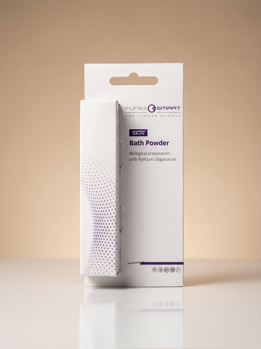 HFL Fungi Smart Skin Badpoeder van Le Brasil Manicure & Pedicure, 1 gram, close-up van het productverpakking en textuur